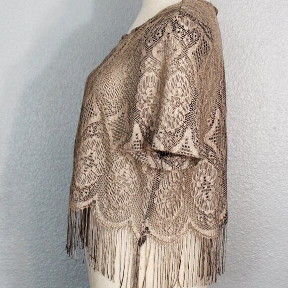 Rare Giorgio Sant'Angelo Designer Lace Fringe Crop Top Size 14 - Picture 6 of 10